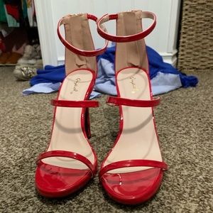 Qupid Red Strappy Heels